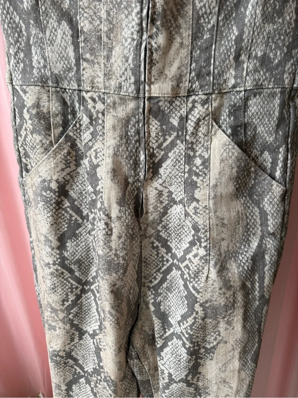 Free People We The Free Jayde Flare Jumpsuit Snake Fade Neutral Size Large